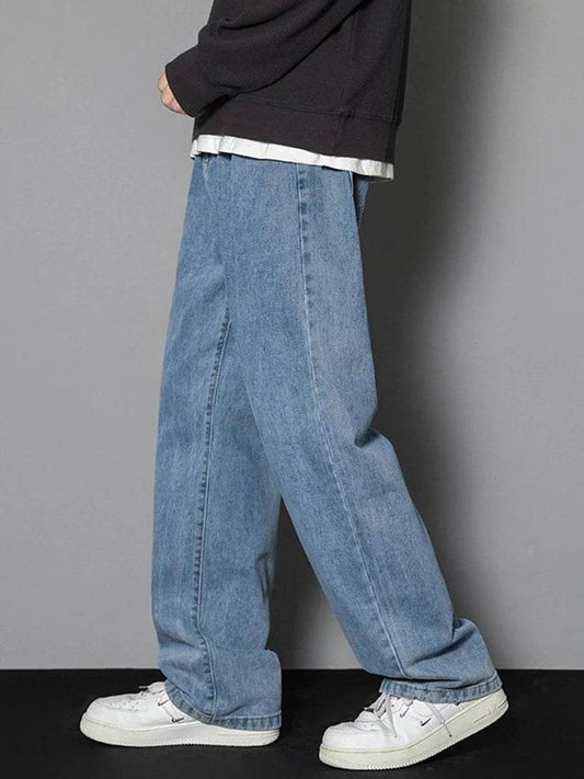 2025 Classic Korean Men's Casual Jeans - Light Blue Grey Black - Buy Center US