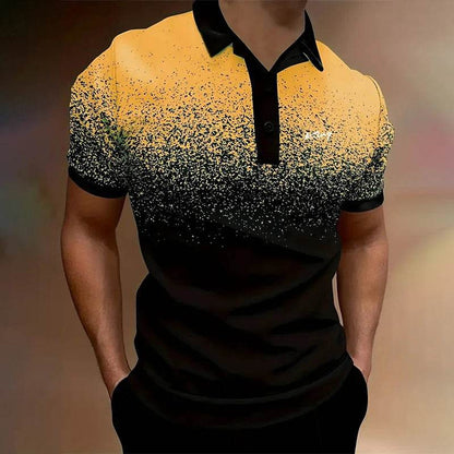 Men's Summer Short Sleeve Polo Shirt - Gradient Color Slim Fit Golf Style - Buy Center US