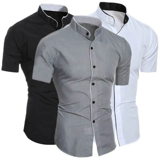 Casual Short Sleeve Men’s Shirt - Solid Color for Summer Comfort - Buy Center US