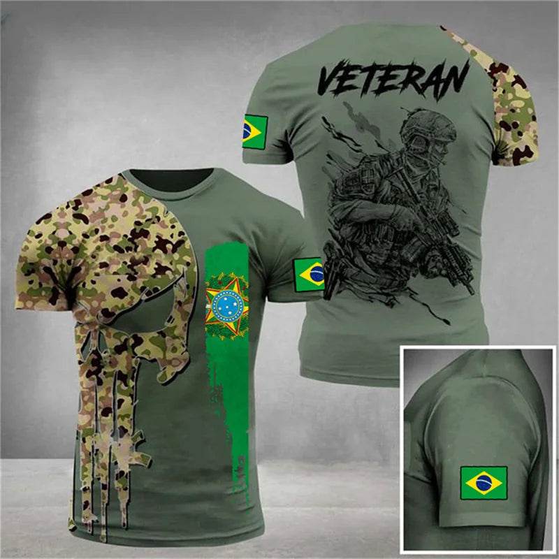 Brazil Flag 3D Print Men's T-Shirt - Casual Summer Oversized Tee - Buy Center US
