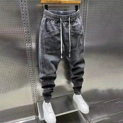 2024 Spring Autumn Men's Loose Drawstring Denim Jeans for Casual Wear - Buy Center US