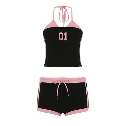 Yaminiya Women’s Contrast Cami & Shorts Set - Y2K Summer Fashion - Buy Center US