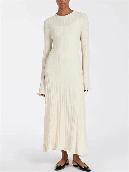 Tossy Women’s Maxi Dress - Lace-Up High Waist Long Sleeve Knit - Buy Center US