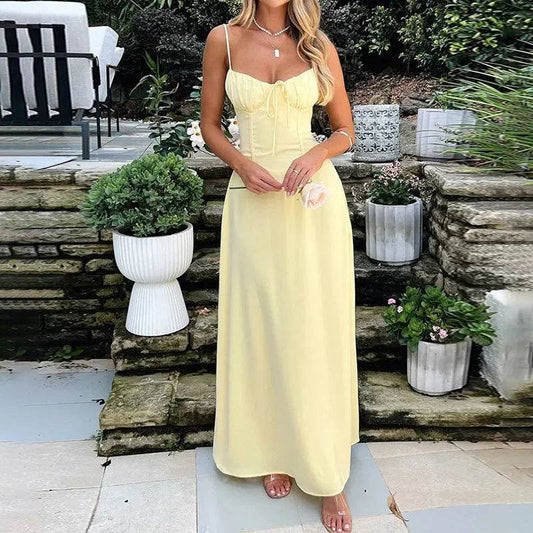 Elegant A-Line Slip Dress for Women - Lace-Up Design, Summer Style - Buy Center US