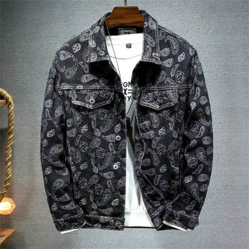 Qj Cinga Men's Casual Denim Jacket - Single-Breasted, Pure Color Style - Buy Center US
