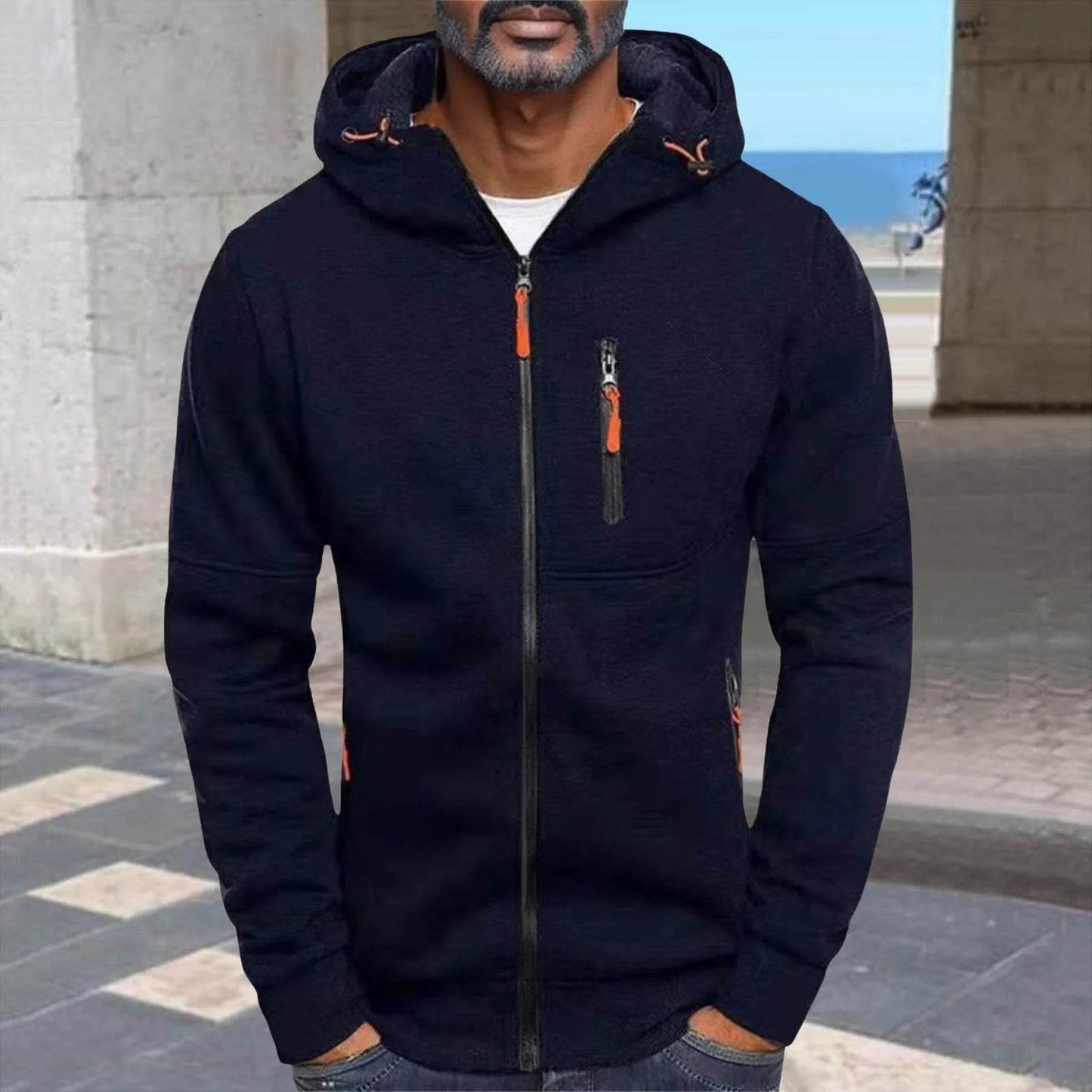 Men's Color Blocked Casual Jacket - Thin, Hooded, Slim Fit Design - Buy Center US