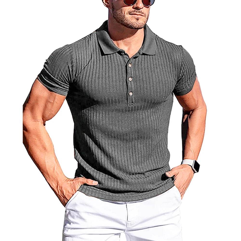 King Billion Men's Summer Polo Shirt - Solid Stripe, Short Sleeve Casual Wear - Buy Center US