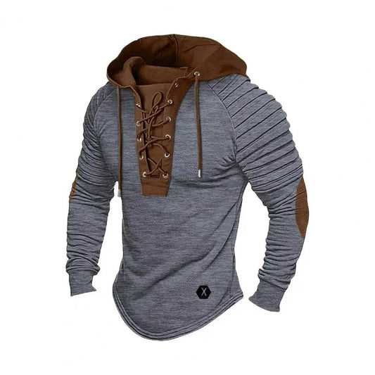 Men’s Spring Fall Colorblock Hoodie - Casual Long Sleeve Pullover Top - Buy Center US