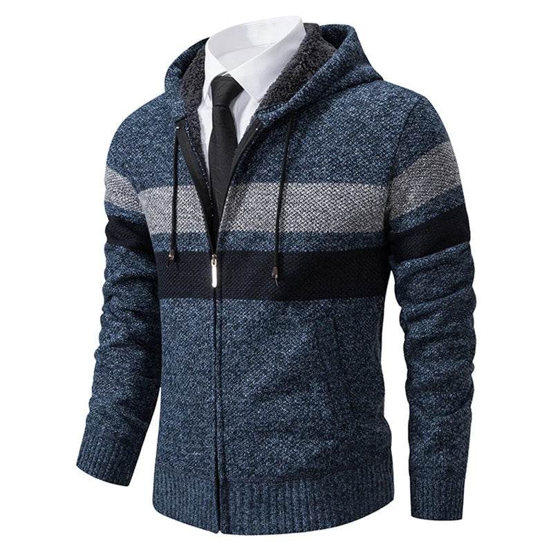 ENWEIGE Men's Hooded Sweater Coat - Warm Velvet Padded Knit Cardigan - Buy Center US