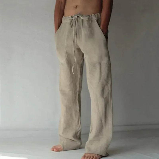 Men's Casual Cotton Linen Baggy Pants - Breathable Fitness Trousers - Buy Center US