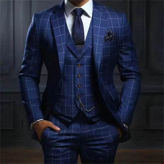 SILIWEYA Elegant Men's Slim Fit 3-Piece Suit - High Quality & Formal Wear - Buy Center US