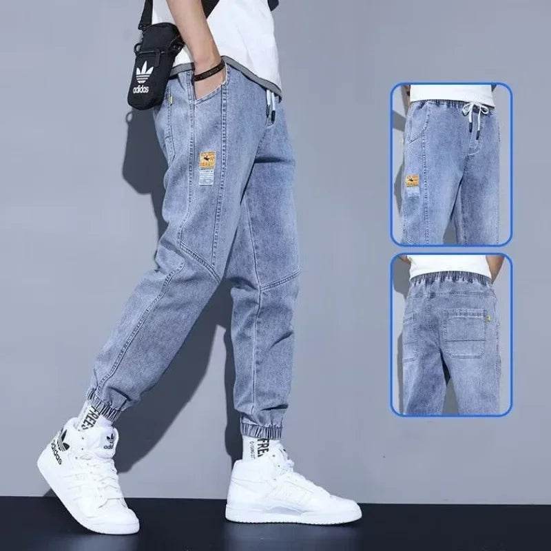 Men's Loose Casual Jeans - Trendy Harlan Splice Trousers for Autumn - Buy Center US