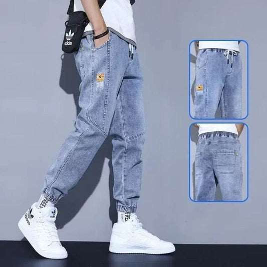 Men's Loose Casual Jeans - Trendy Harlan Splice Trousers for Autumn - Buy Center US