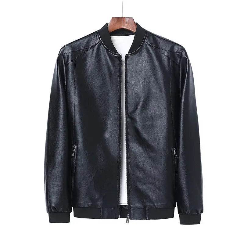 FAVOCENT Men's Black Biker PU Leather Coat - Casual Slim Fit Jacket - Buy Center US