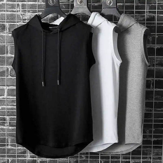 Stylish Solid Color Men's Tank Top - Casual Hooded Sleeveless Tee - Buy Center US
