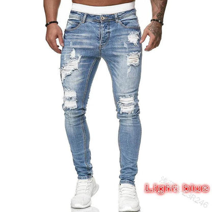 Men's Stretchy Ripped Skinny Jeans - High Quality Slim Fit Denim - Buy Center US