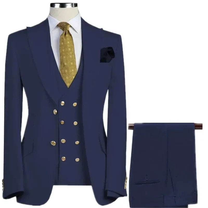 LISM Men's Custom Made Suit Set - Double Breasted Blazer & Pants - Buy Center US