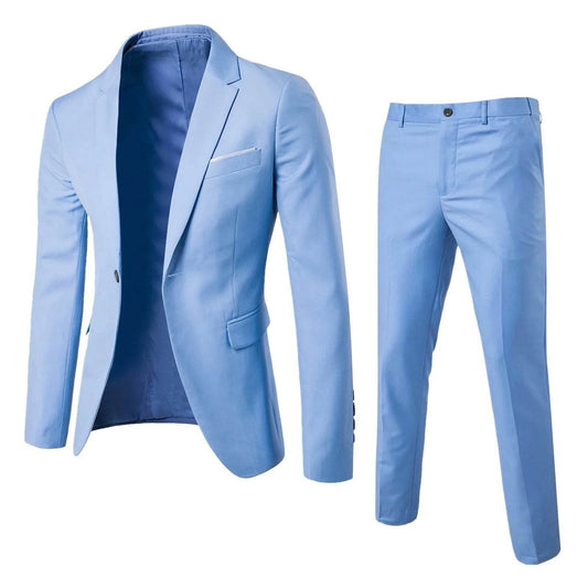 Wulend Men's Slim Fit Two-Piece Suit Set - Blazer & Long Pants - Buy Center US
