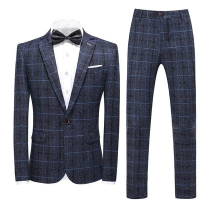 Elegant Men's Plaid Suit - Blazer, Vest, Pants for Casual & Business - Buy Center US