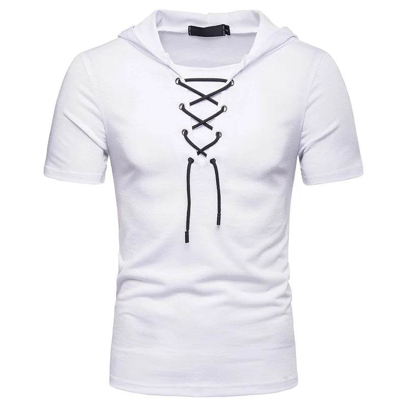 Men's Hooded Casual T-Shirt - Lightweight, Breathable, Drawstring Design - Buy Center US