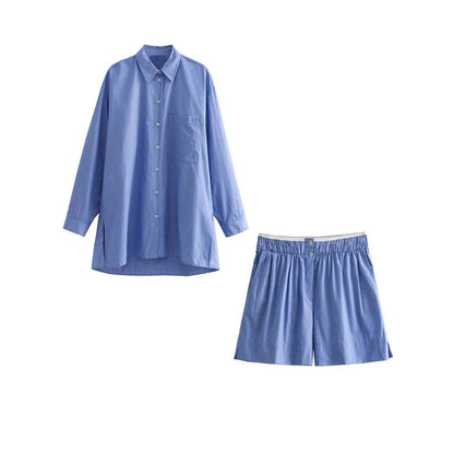 2024 Summer Casual Striped Shirt & High Waist Shorts Set for Women - Buy Center US