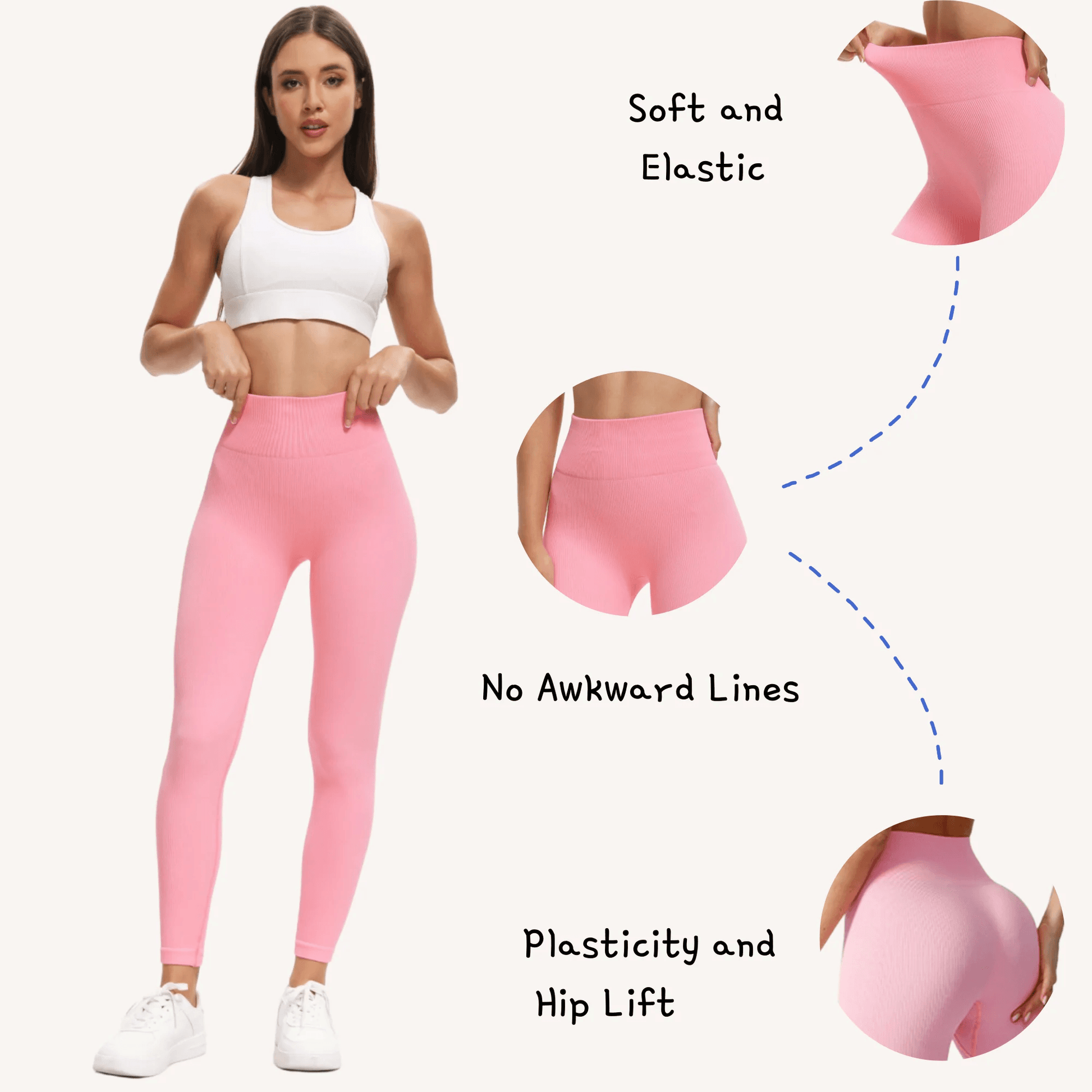 High Waist Ribbed Seamless Yoga Pants - Women's Gym Leggings - Buy Center US