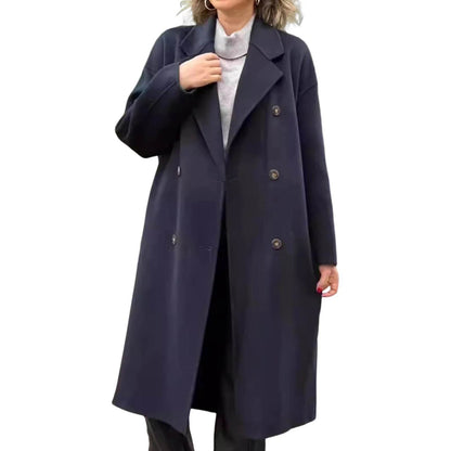 SANWOOD Women’s Double-Breasted Overcoat - Turn-Down Collar, Casual Style - Buy Center US