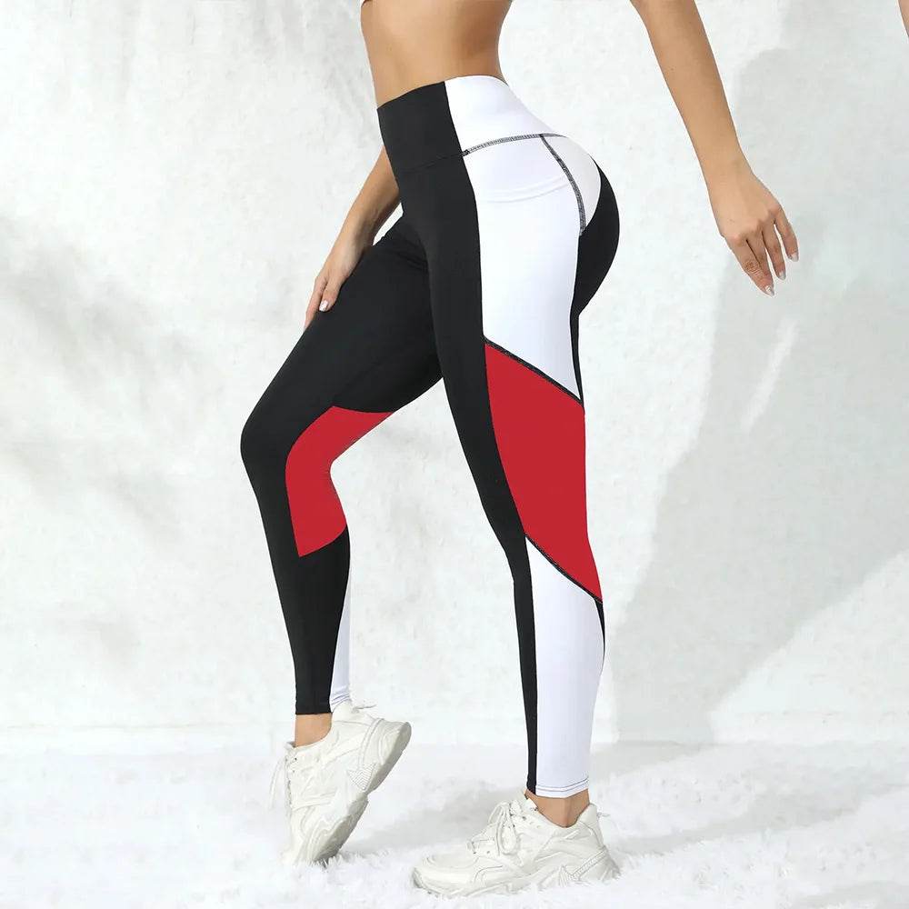 Colorblocked High Waist Yoga Pants - Tummy Control with Pockets - Buy Center US