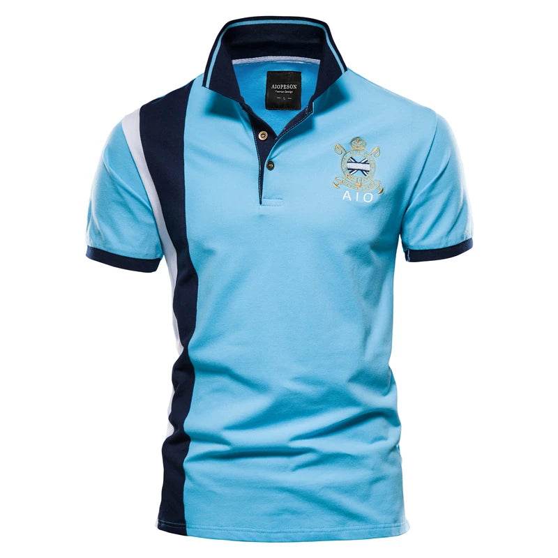 AIOPESON Men's Cotton Polo Shirt - Short Sleeve Badge Embroidery - Buy Center US