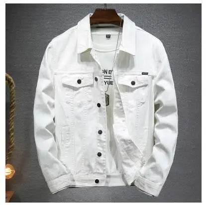 Qj Cinga Men's Casual Denim Jacket - Single-Breasted, Pure Color Style - Buy Center US