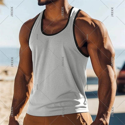 Casual Men's Solid Color Tank Top - Breathable Sleeveless Summer Tee - Buy Center US