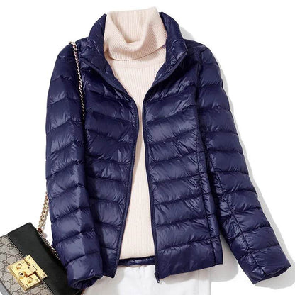 Women's Ultra Lightweight Puffer Jacket - Slim Fit White Duck Down - Buy Center US