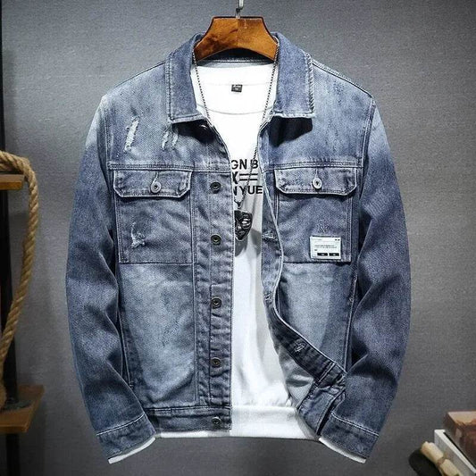 Luxury Men's Denim Cardigan Jacket - Spring Autumn Harajuku Style Coat - Buy Center US