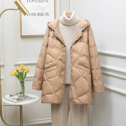 Women's Oversize Puffer Jacket - Casual Mid-length Duck Down Coat - Buy Center US