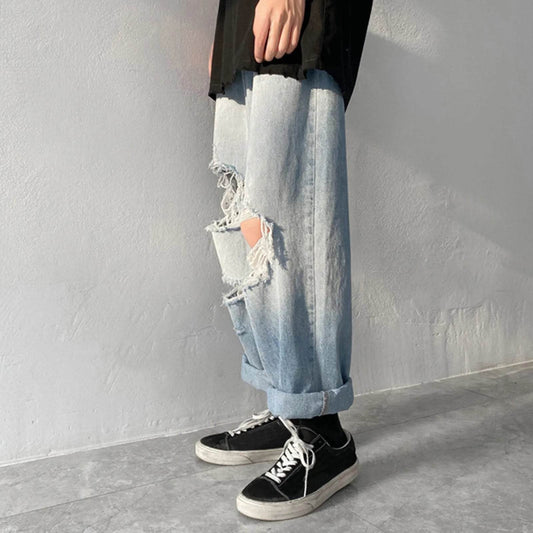 Men's Plus Size Distressed Denim Pants - Chic Hip Hop Streetwear Style - Buy Center US