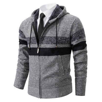 ENWEIGE Men's Hooded Sweater Coat - Warm Velvet Padded Knit Cardigan - Buy Center US