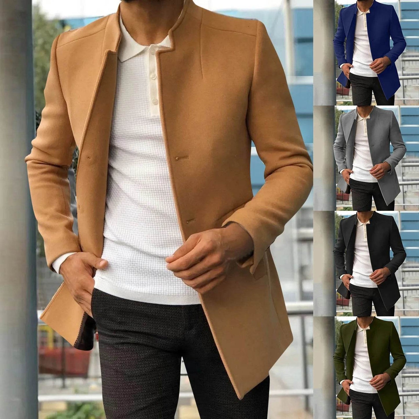 ZOMAXIUJEE Men's Autumn Winter Woolen Jacket - Stylish Mid Length Coat - Buy Center US