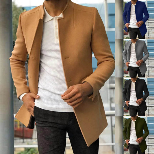 ZOMAXIUJEE Men's Autumn Winter Woolen Jacket - Stylish Mid Length Coat - Buy Center US