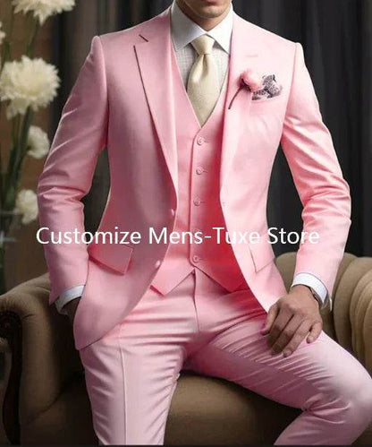 Elegant Men's Wedding Suit - Slim Fit 3-Piece Blazer, Pants & Vest - Buy Center US