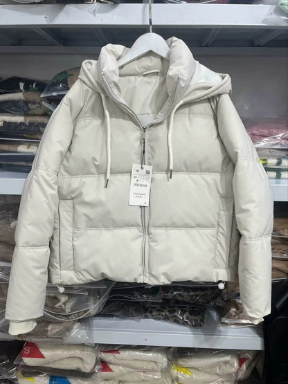Women's Hooded Zipper Down Jacket - Warm, Stylish & Thick Winter Coat - Buy Center US