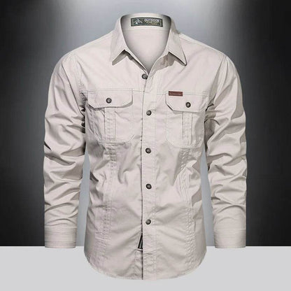 2024 Spring Cotton Cargo Shirt for Men - Multi-Pocket, Casual Style - Buy Center US