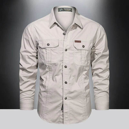 2024 Spring Cotton Cargo Shirt for Men - Multi-Pocket, Casual Style - Buy Center US