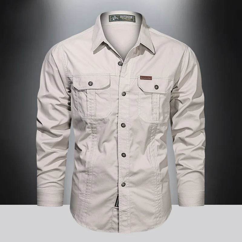 2024 Spring Cotton Cargo Shirt for Men - Multi-Pocket, Casual Style - Buy Center US