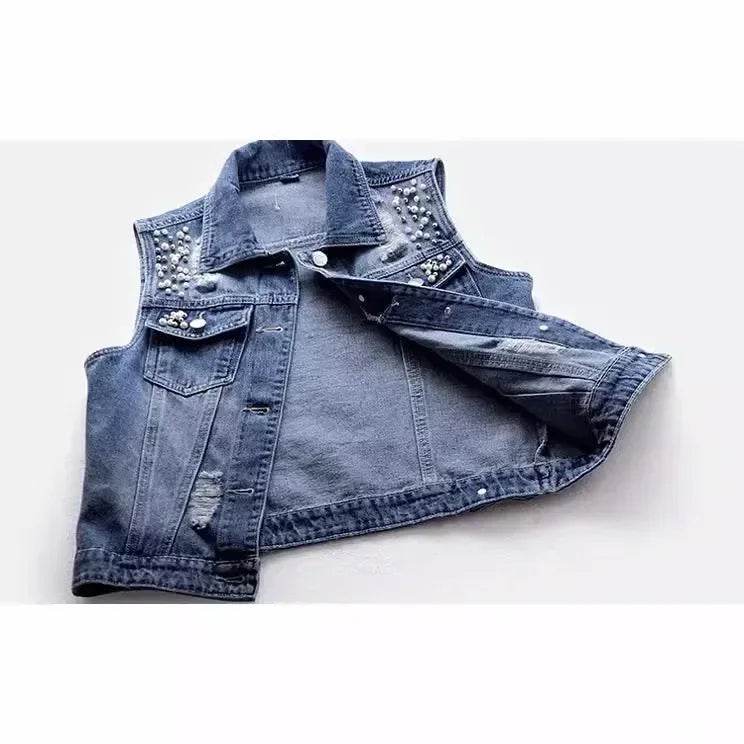 Women's Ripped Denim Vest - 2025 Spring Summer Sleeveless Jacket - Buy Center US