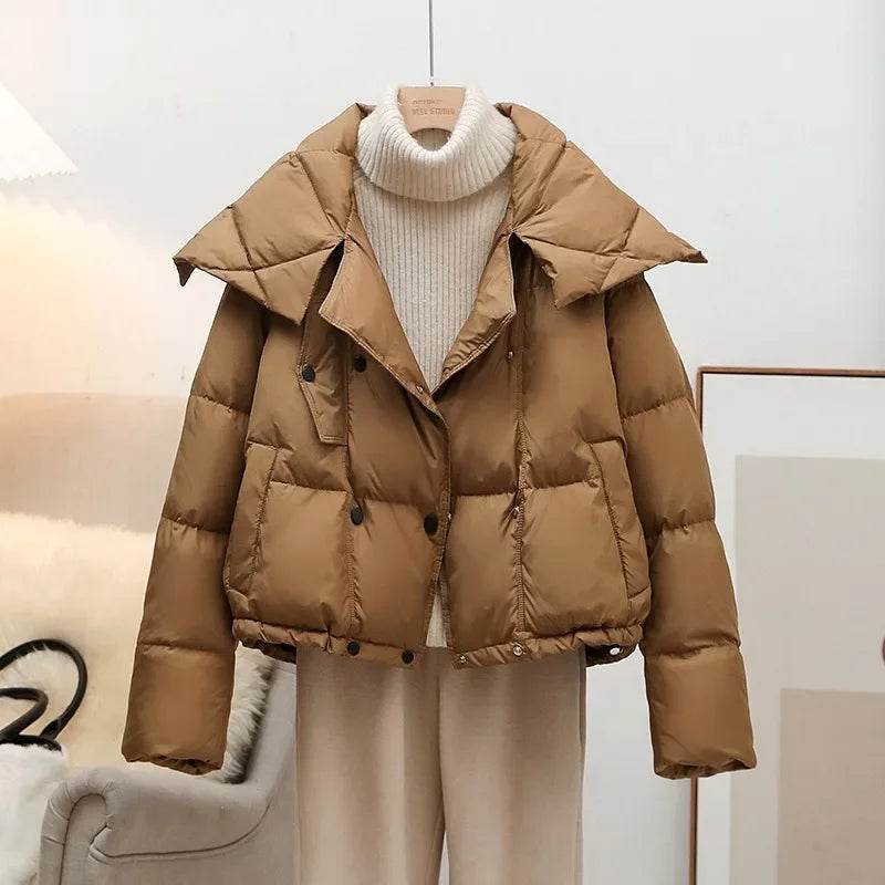 Women's Thickened White Duck Down Coat - Double Breasted Winter Style - Buy Center US