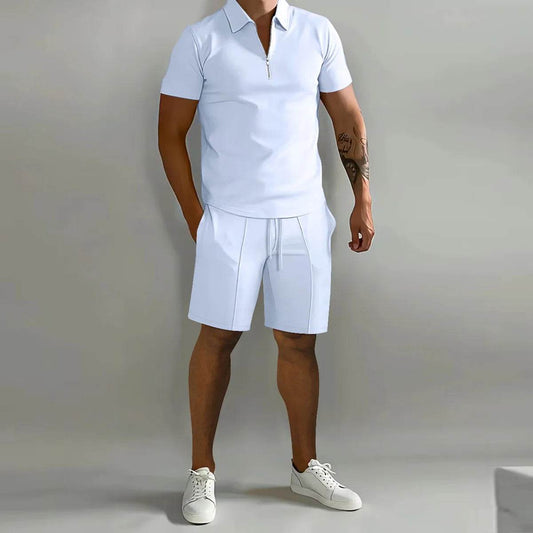 BOILEN HENG XIN Men's Casual Fit Summer Polo & Shorts Suit - Solid Color - Buy Center US