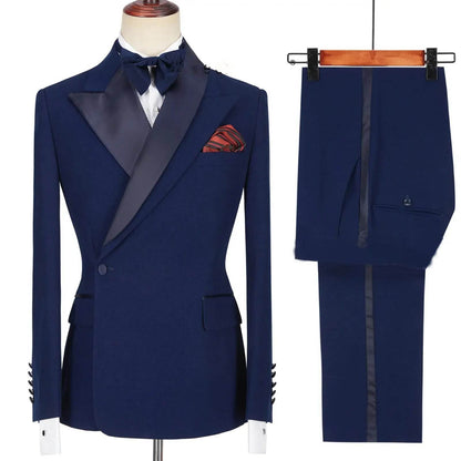 2024 Custom Black Tuxedo Suit for Men - Double Breasted, Peaked Lapel - Buy Center US