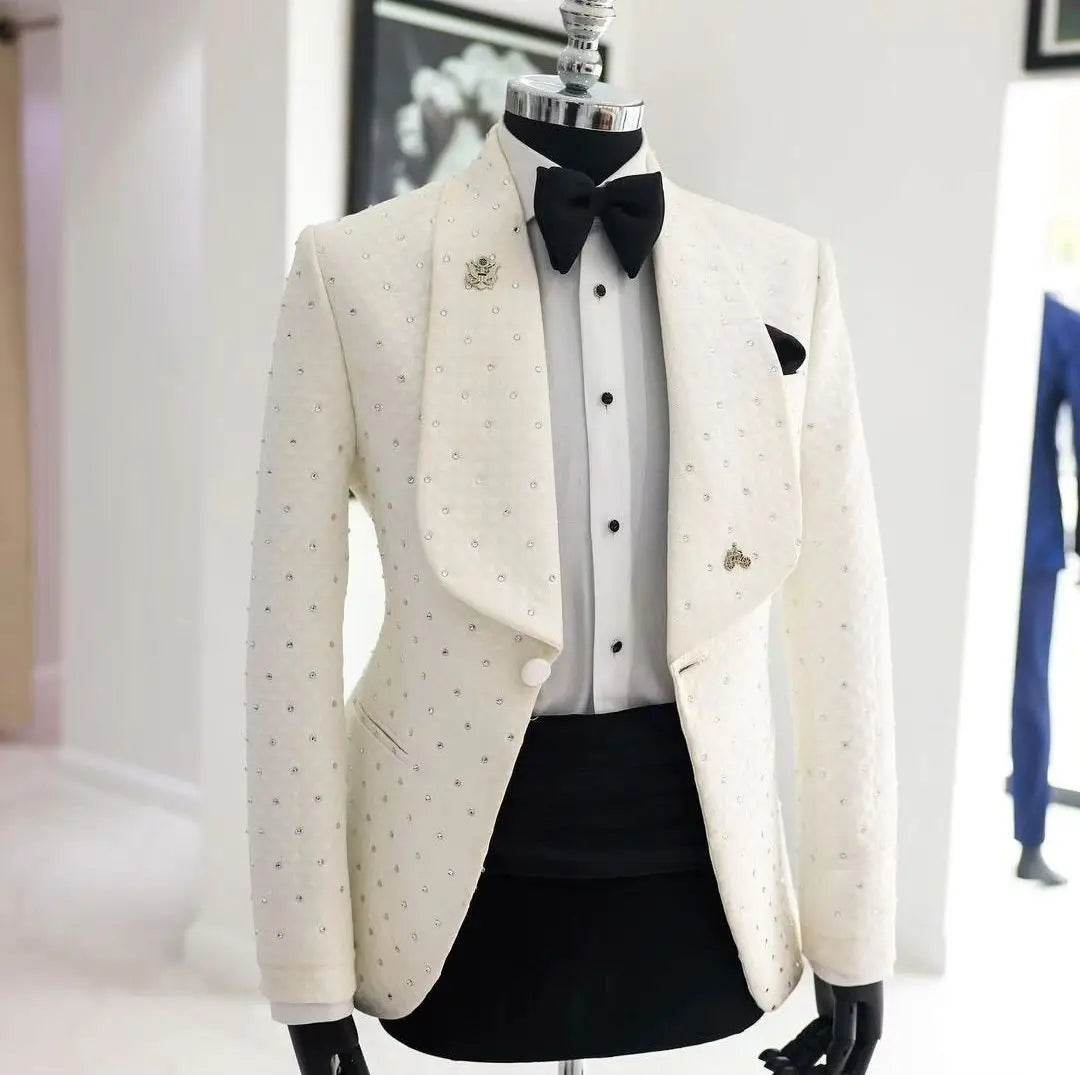 LC.TJWORID Men's Jacquard Blazer and Pants Suit - Formal & Smart Casual - Buy Center US