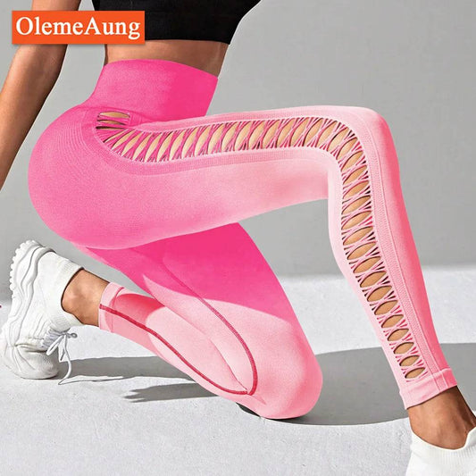 Gradient High Waist Yoga Leggings - Women's Fitness Running Pants - Buy Center US