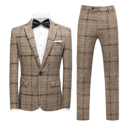 Elegant Men's Plaid Suit - Blazer, Vest, Pants for Casual & Business - Buy Center US